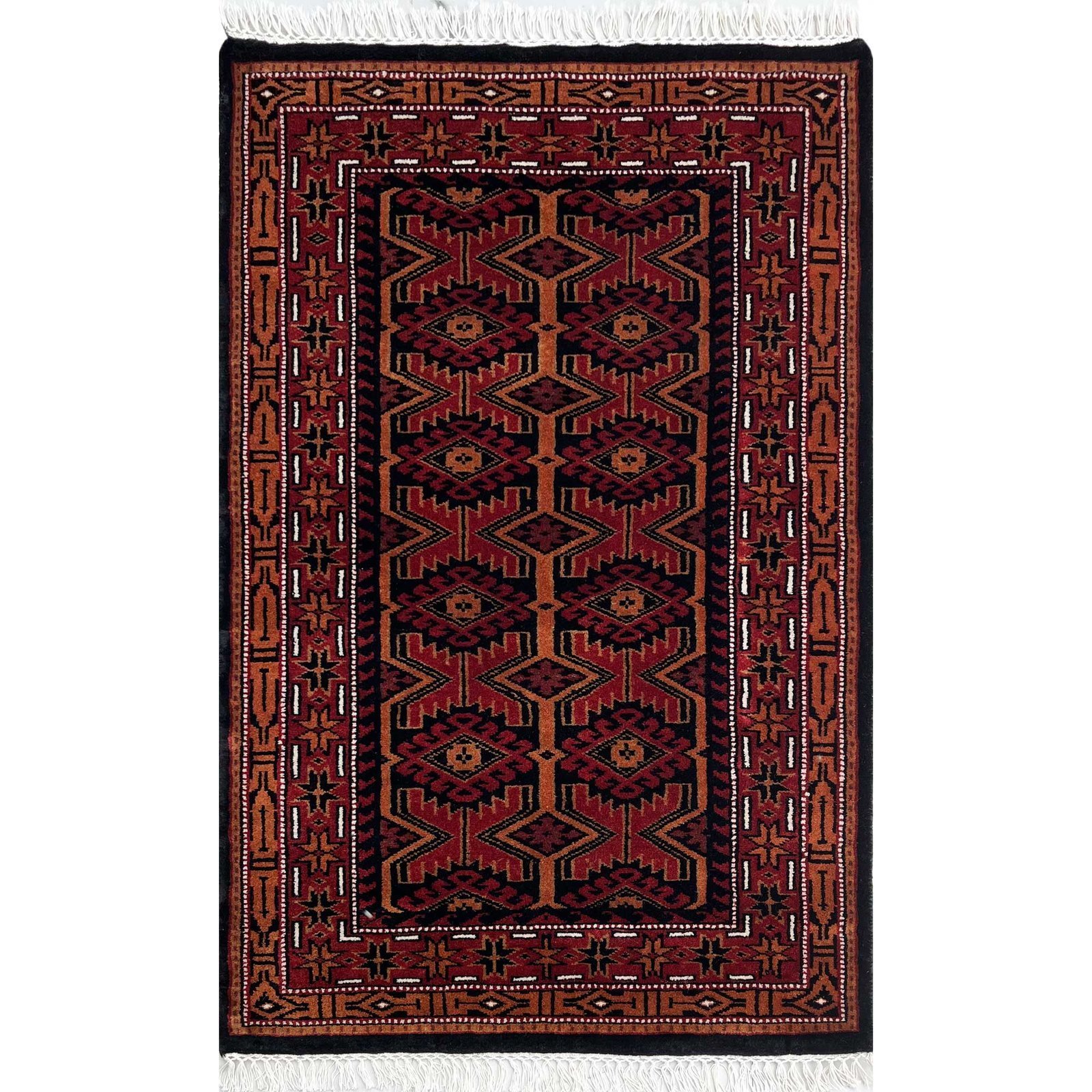 2.5x4 ft Hand Knotted Woolen Rug Kangura Black
