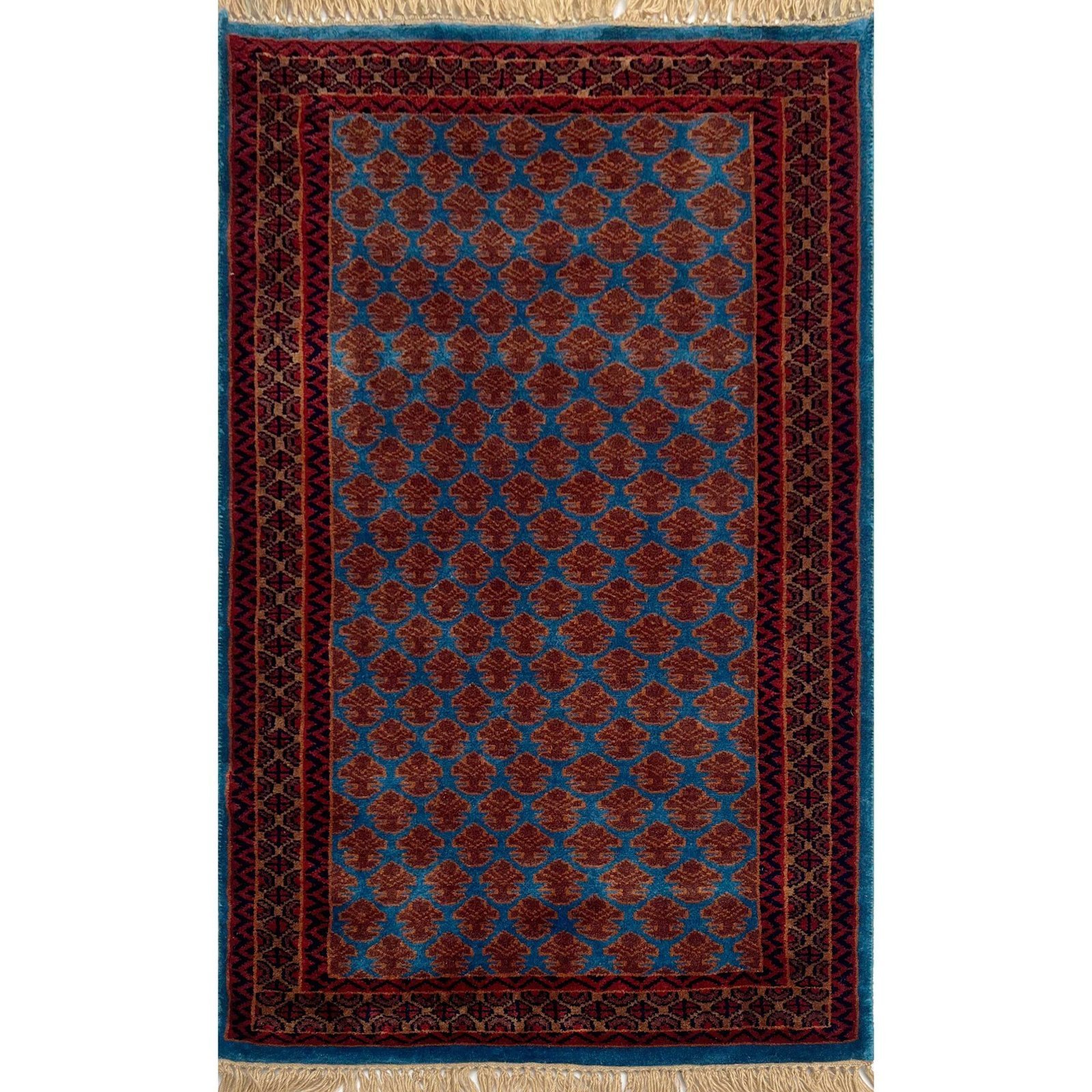 2.5x4 ft Hand Knotted Woolen Rug Blue lichi