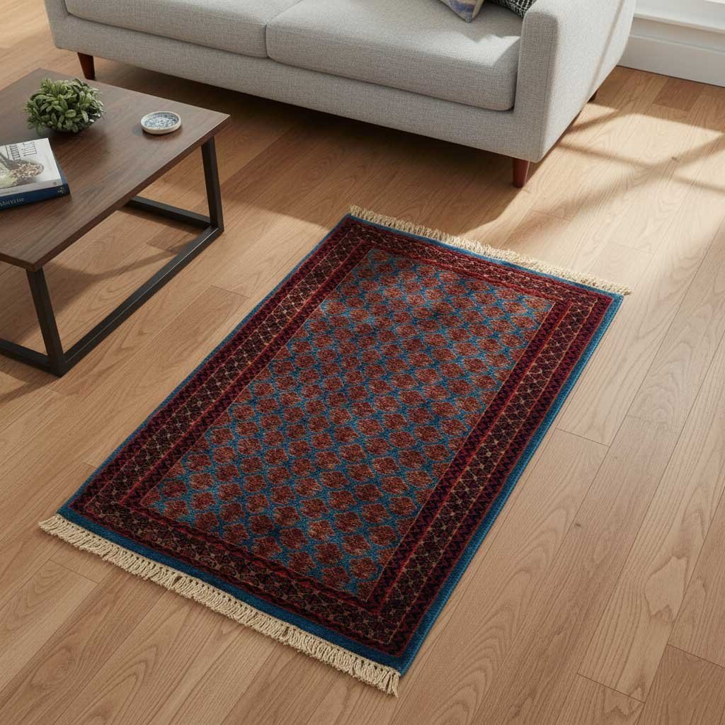 2.5x4 ft Hand Knotted Woolen Rug Blue lichi - Image 4
