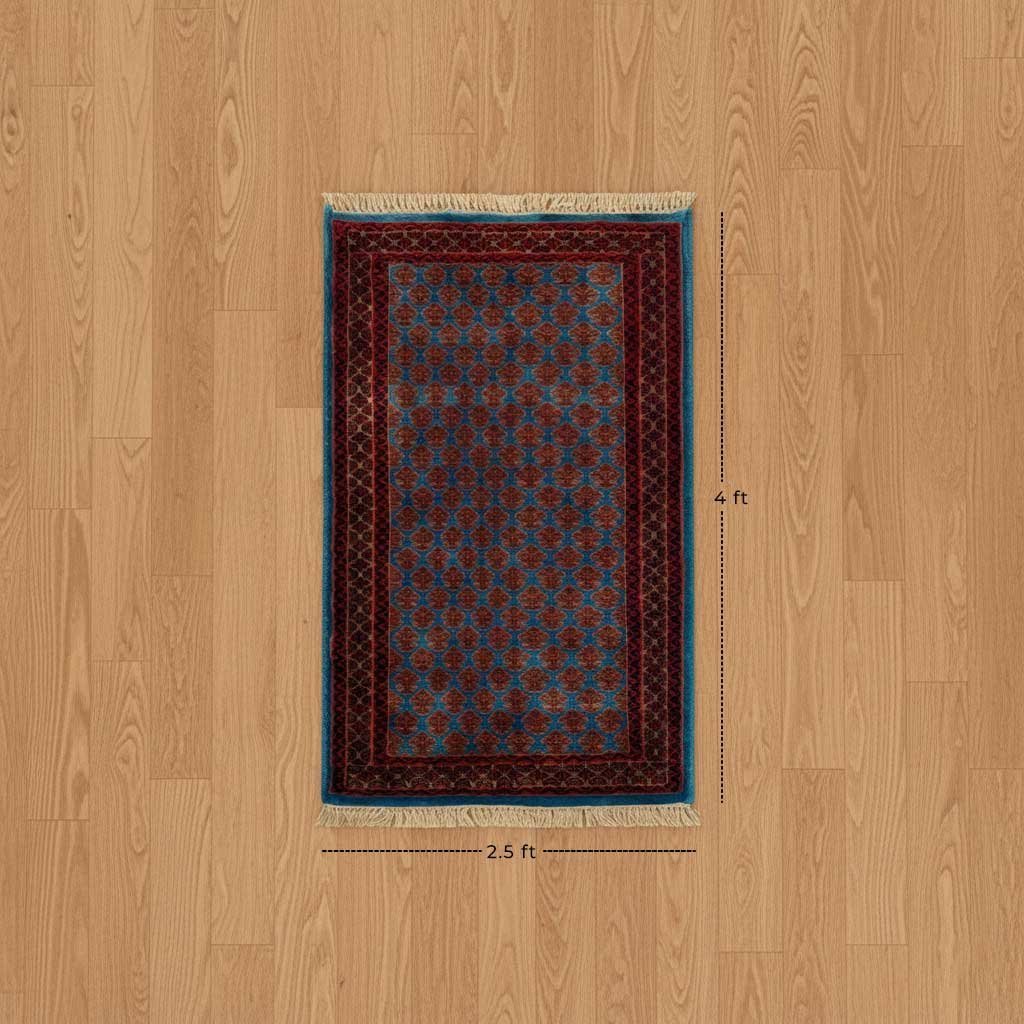 2.5x4 ft Hand Knotted Woolen Rug Blue lichi - Image 3