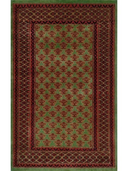 2.5x4 feet Hand Knotted Wool Rug Lichi Green