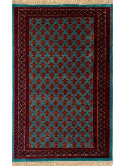 2.5x4 ft Hand Knotted Woolen Rug Turquoise Lichi