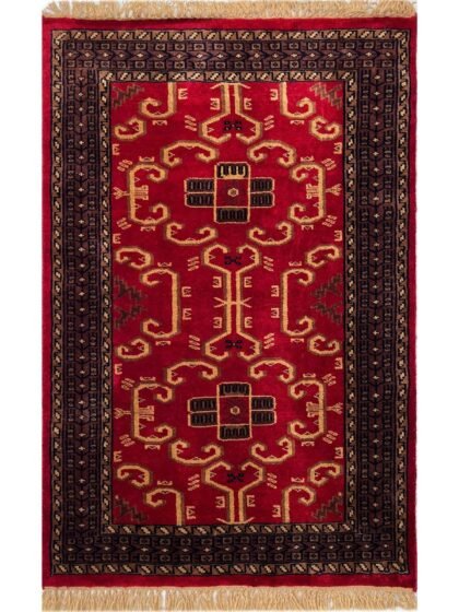 2.5x4 ft Hand Knotted Woolen Rug Red Palace