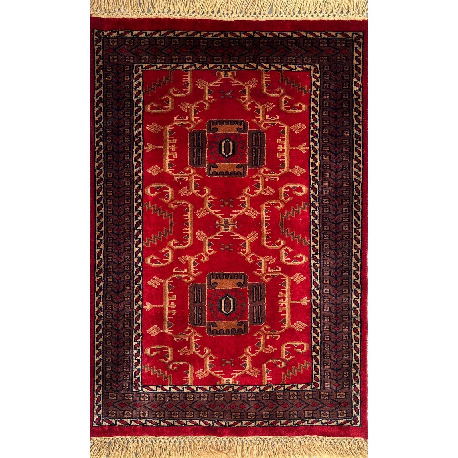 2.5x4 ft Hand Knotted Woolen Red Palace Rug