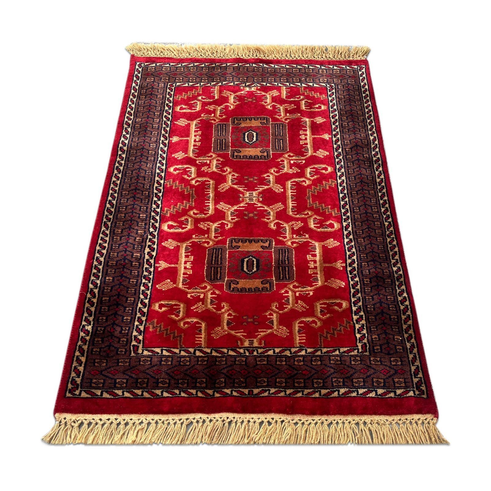 2.5x4 ft Hand Knotted Woolen Red Palace Rug - Image 2