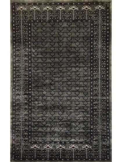 2.5x4 feet Hand Knotted Bamboo Silk Rug Gray Parda