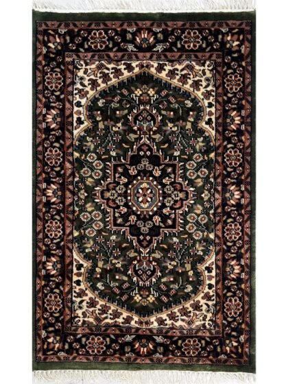 2.5x4 ft Hand Knotted Woolen Rug Persian Green