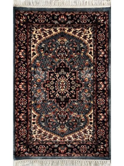 2.5x4 ft Hand Knotted Woolen Rug Persian Bluish Gray