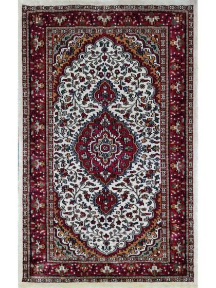 2.5x4 ft White Handmade Bamboo Silk Persian Rug