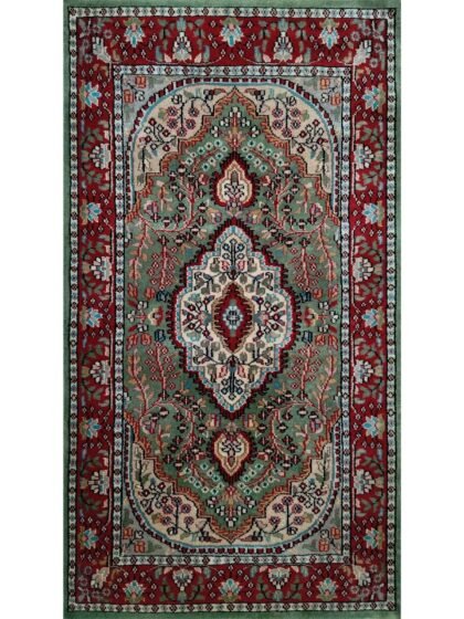 2.5x5 Ft Handmade Green Persian Wool Rug