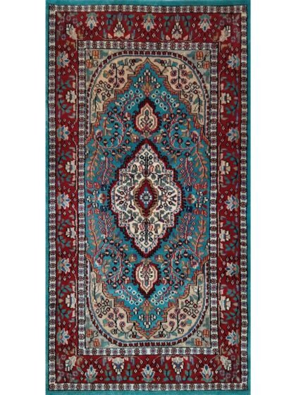 2.5x5 Ft Handmade Turquoise Persian Wool Rug