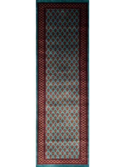 2.5x8 Handmade Hand Knotted Wool Rug Lichi Turquoise