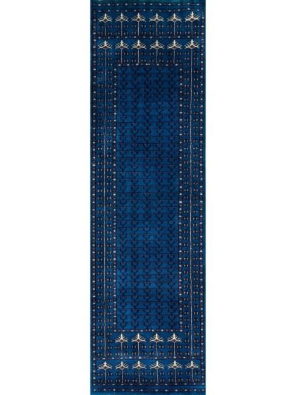 2.5x8 ft Handmade Woolen Rug Blue Parda