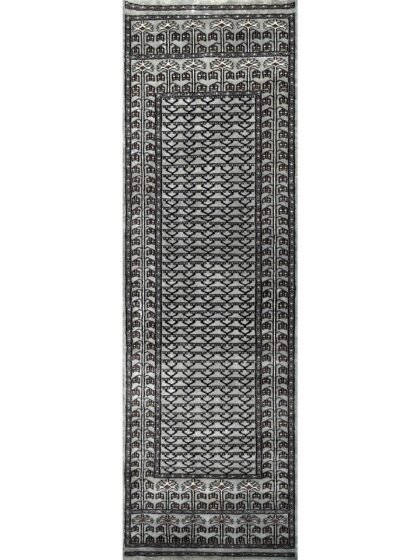 2.5x8 feet Parda Fade Grey Hand Knotted Wool Rug