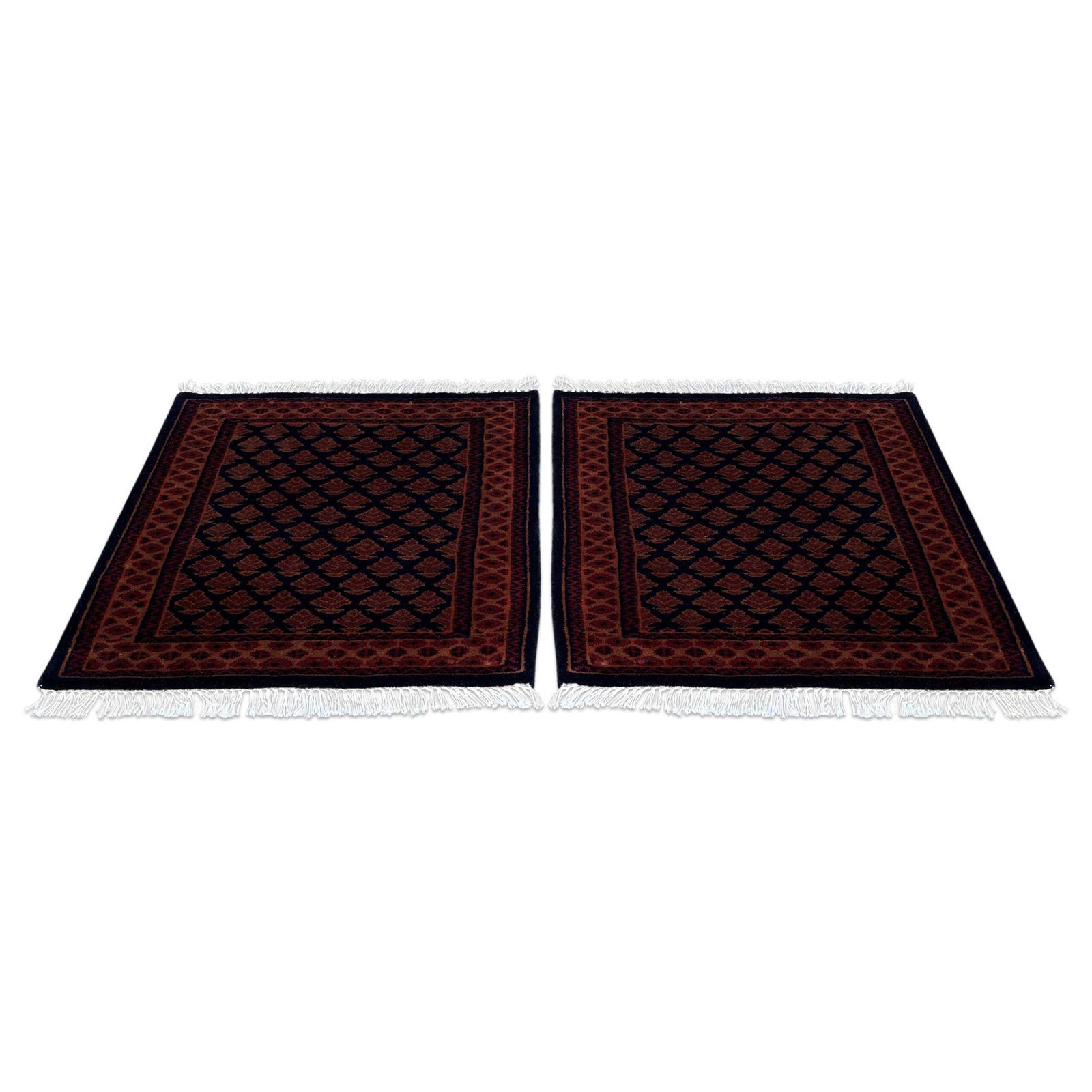 2x2 ft Pair Hand Knotted Woolen Rug Black Lichi - Image 2