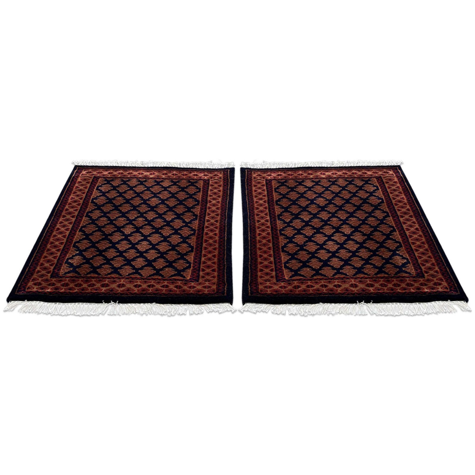 2x2 ft Pair Hand Knotted Woolen Rug Black Lichi - Image 4