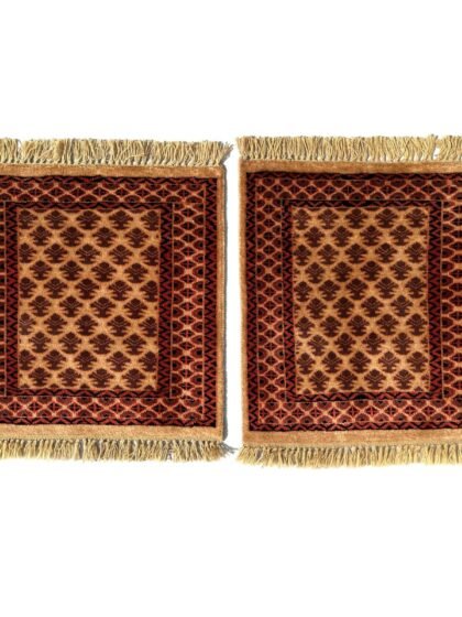 2x2 Feet Hand Knotted Camel Wool Rug 2 PCs