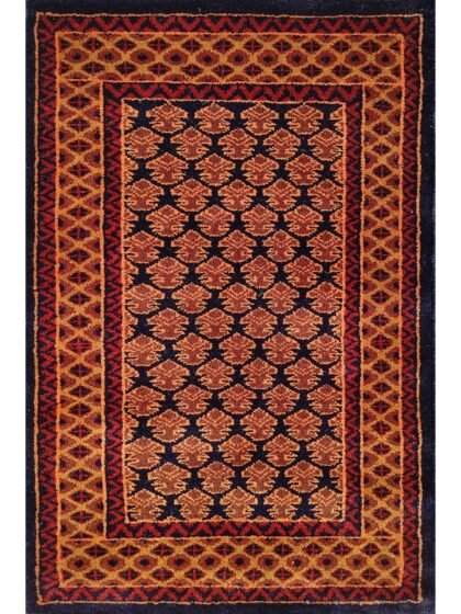 2x3 Feet Hand Knotted Wool Rug Lichi Black