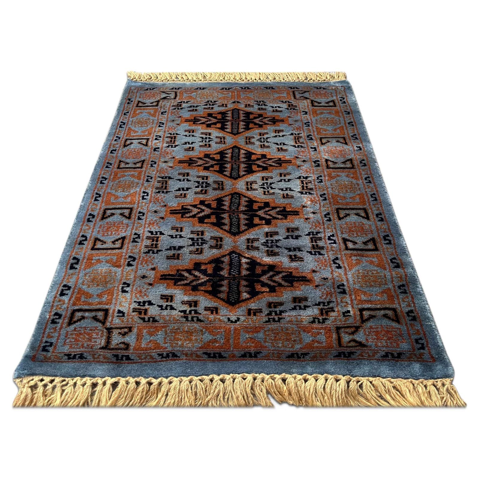 2x3 ft Handmade Gray Wool Bukhara Rug - Image 2