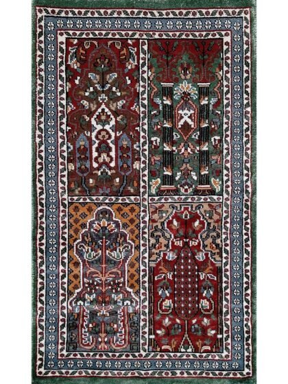 2x3 Feet Handmade Hamadan Bamboo Silk Rug Green
