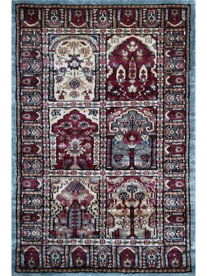 2x3 feet Hand Knotted Bamboo Silk Rug Multi Hamadan