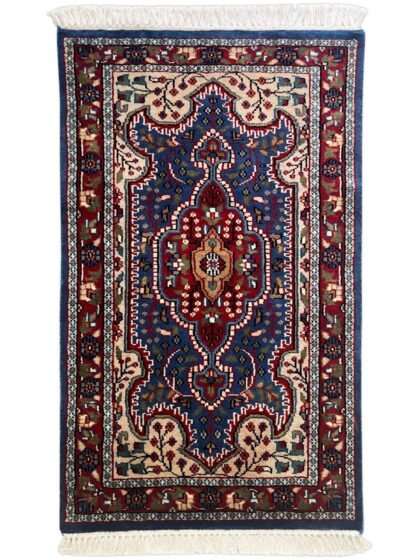 2x3 Feet Hand Knotted Persian Wool Rug Blue