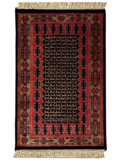 2x3 Feet Black Hand Knotted Wool Rug Kanta