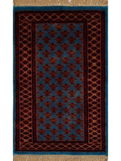 2x3 ft Hand-knotted Woolen Rug Lichi Blue