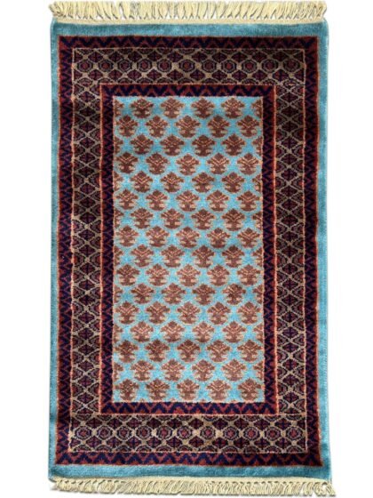 2x3 Feet Turquoise Hand Knotted Wool Rug Lichi