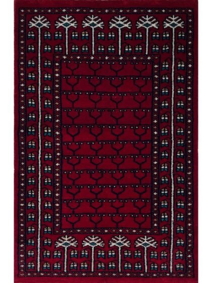 2x3 Handmade Hand Knotted Wool Rug Parda Red