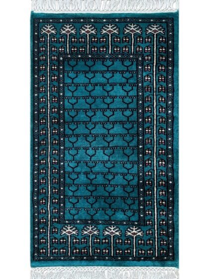 2x3 ft handmade Wool Rug Turquoise Parda