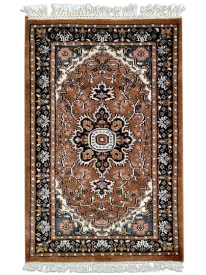 2x3 Feet Hand Knotted Persian Wool Rug Copper