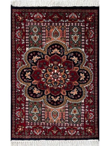2x3 ft Hand Knotted Woolen Rug Persian Black