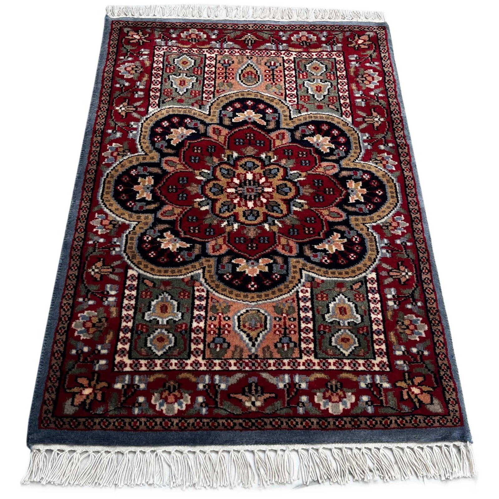 2x3 ft Hand Knotted Woolen Rug Persian Bluish Gray - Image 2