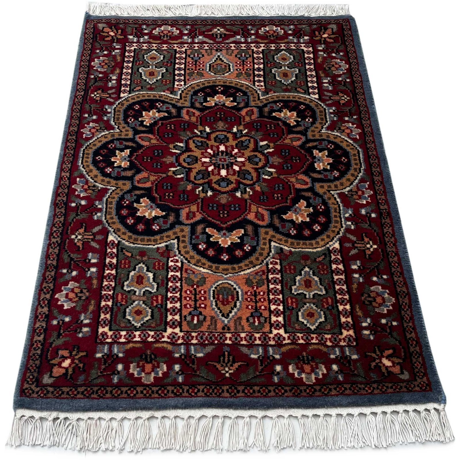 2x3 ft Hand Knotted Woolen Rug Persian Bluish Gray - Image 7