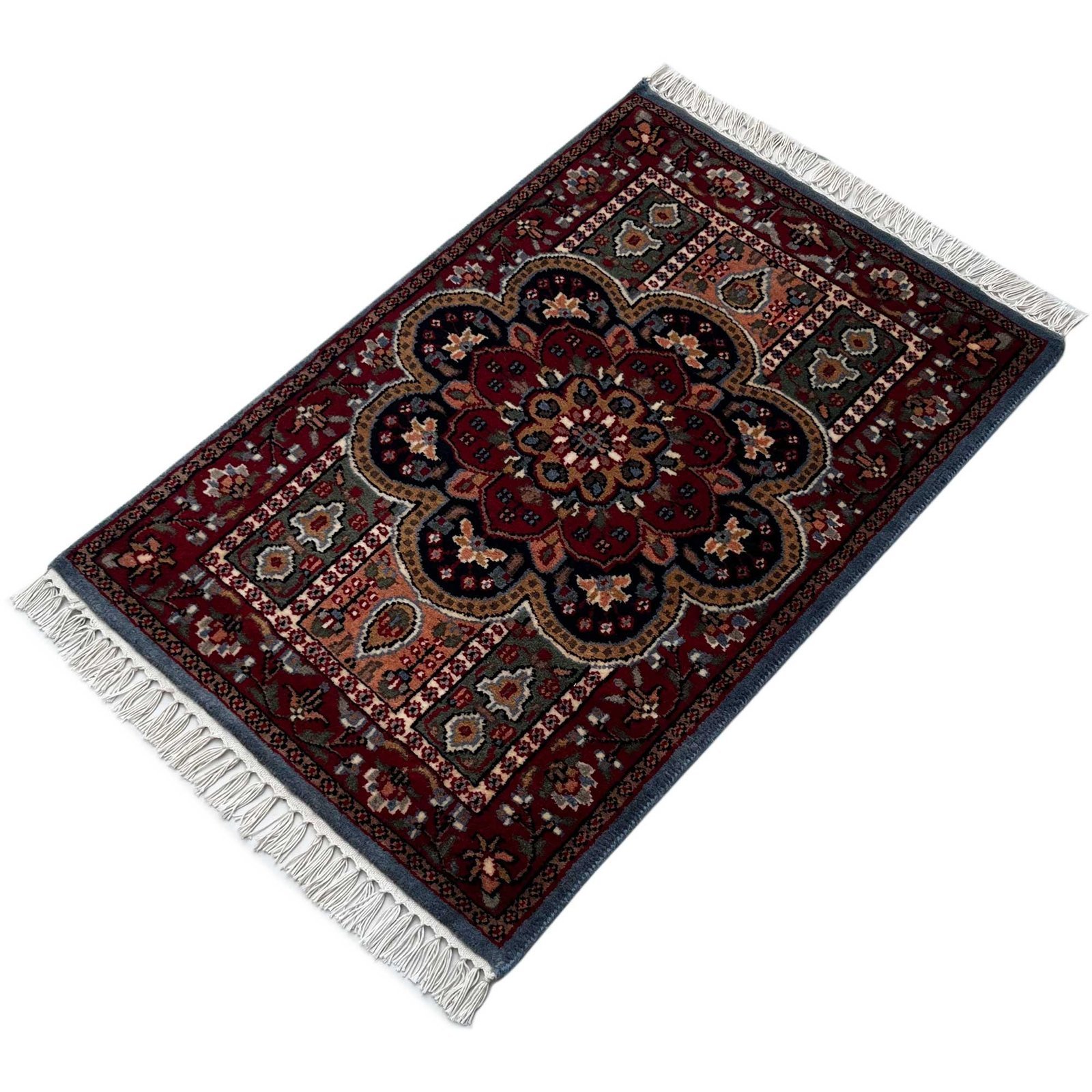 2x3 ft Hand Knotted Woolen Rug Persian Bluish Gray - Image 6