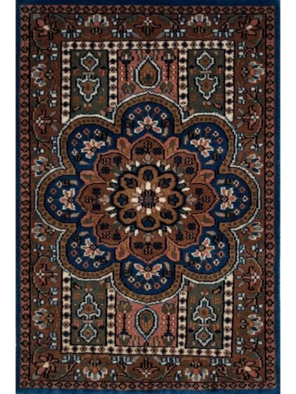 2x3 Handmade Hand Knotted Wool Rug Persian Flower Blue