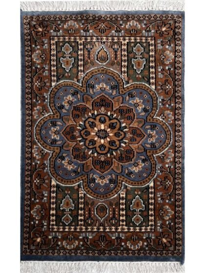 2x3 ft Hand Knotted Woolen Rug Gray Persian