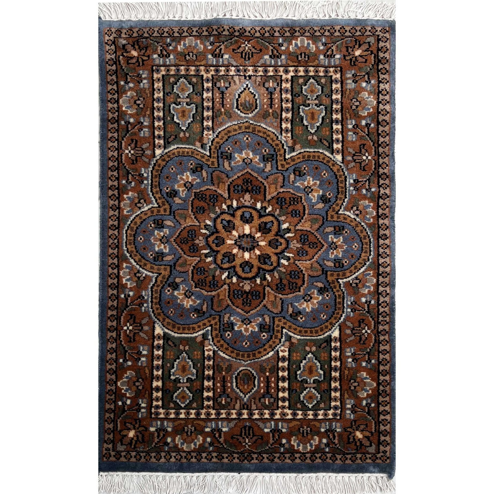 2x3 ft Hand Knotted Woolen Rug Gray Persian