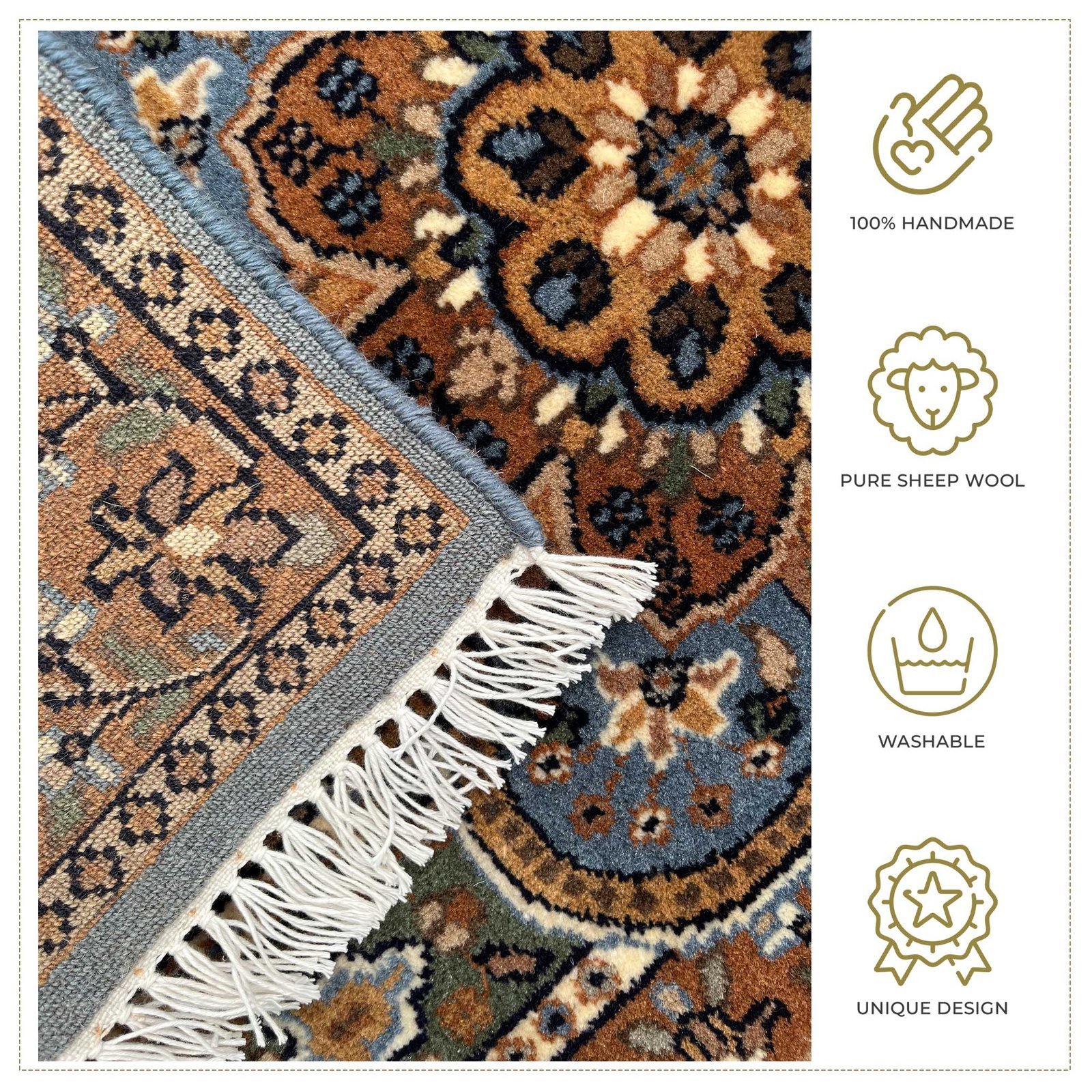 2x3 ft Hand Knotted Woolen Rug Gray Persian - Image 4