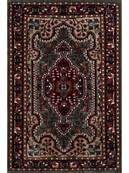 2x3 ft Hand Knotted Rug Wool Green Indopersian