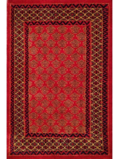 2x3 Feet Hand Knotted Red Wool Rug Lichi