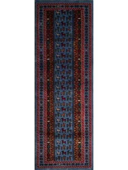 2x6 Handmade Hand Knotted Wool Rug Bakri Bluish Gray