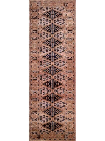2x6 feet Hand Knotted Wool Runner Rug Camel Tribal Bukhara