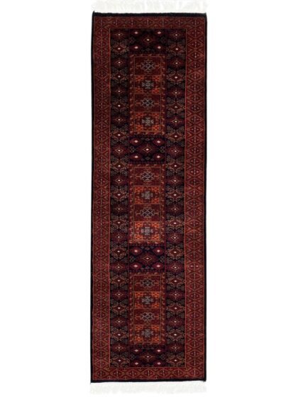 2x6 Feet Hand Knotted Wool Rug Brown and Black