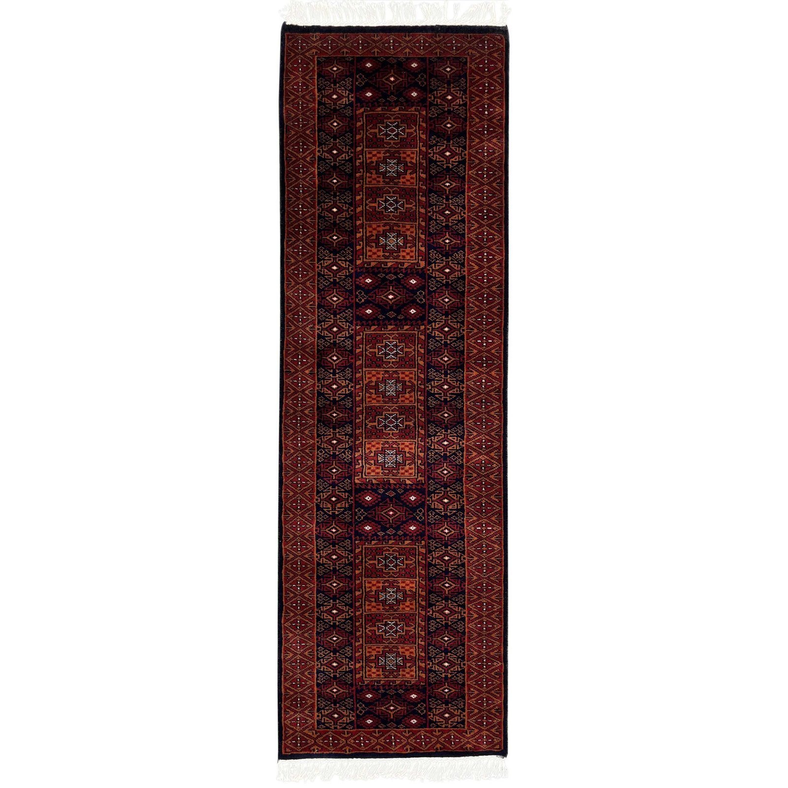 2x6 Feet Hand Knotted Wool Rug Brown and Black