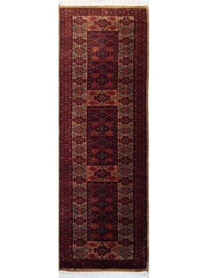2x6 ft Hand Knotted Woolen Rug Dubba Camel