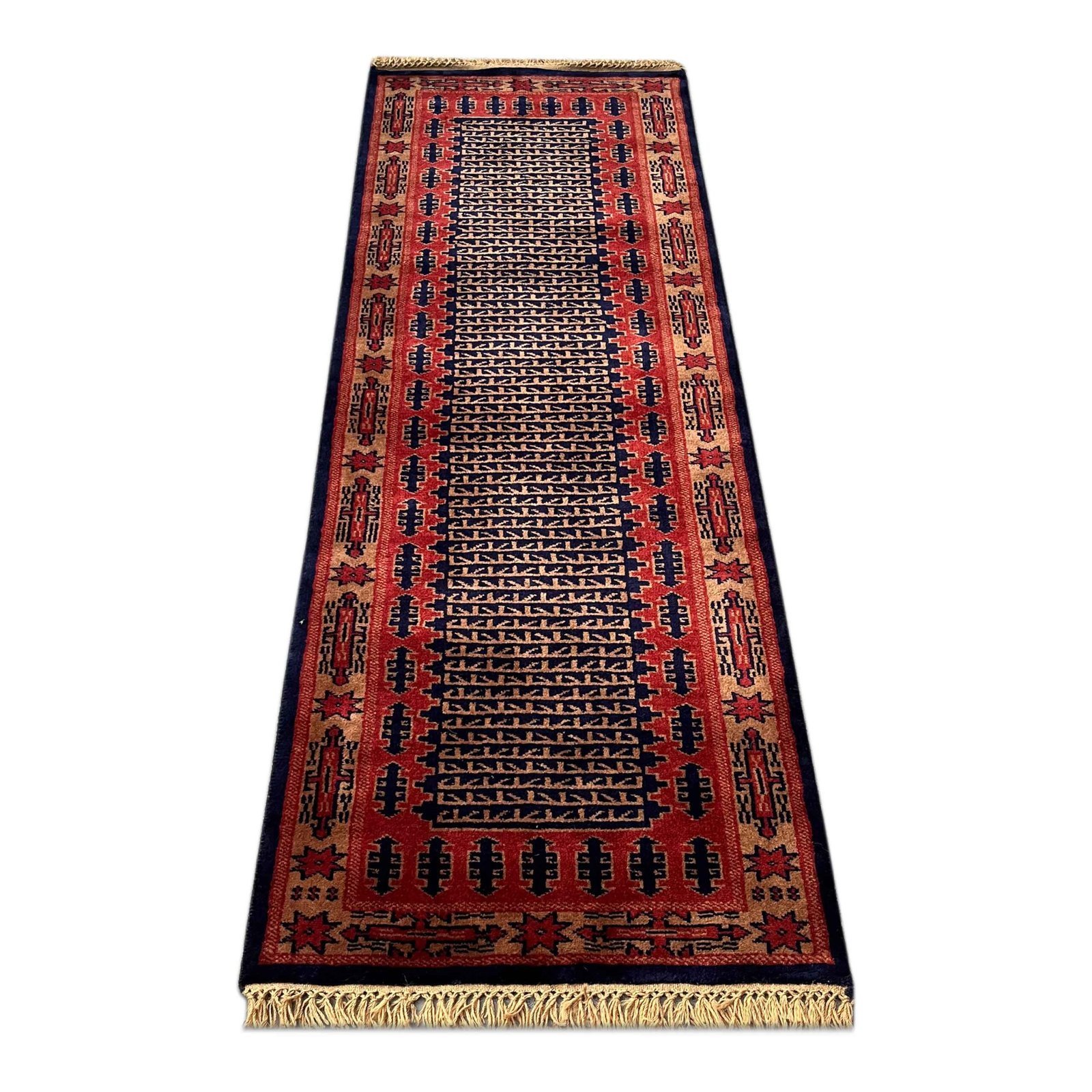 2x6 ft Hand Knotted Runner Rug Black Tribal - Image 6