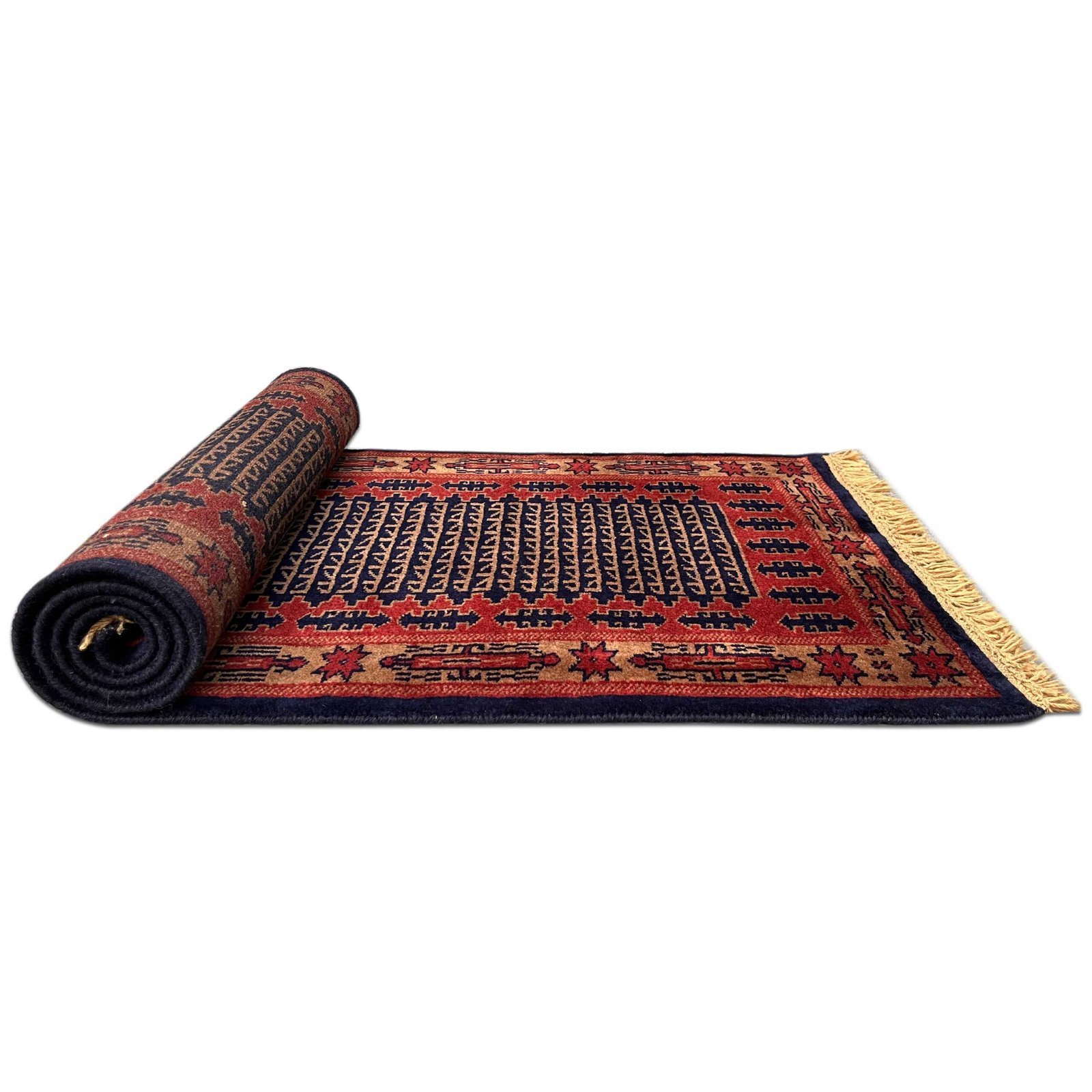 2x6 ft Hand Knotted Runner Rug Black Tribal - Image 3