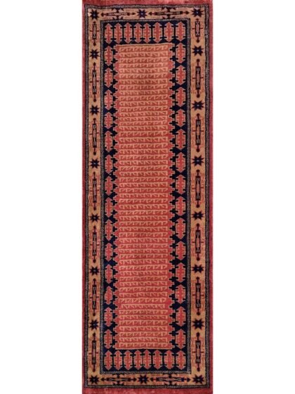 2x6 ft Hand Knotted Maroon Wool Runner Rug (Kanta)